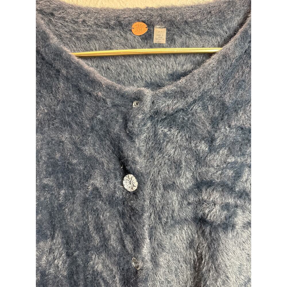 Free People FP ONE Allegra Cardi Soft Fuzzy Button‎ Down Cardigan Black Small